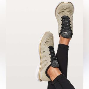 APL Lululemon Techloom Pro Knit Sneakers Womens 10 Gold Metallic Running Shoes